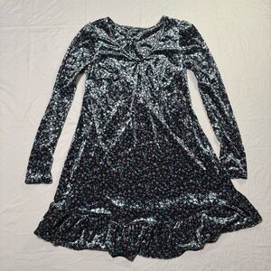 Wild Fable Black Floral Velvet Kids Dress